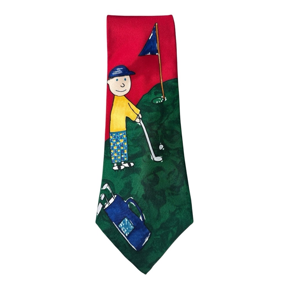 Vintage Save the Children Silk Tie "Golf Dad" by Eric Age 9 - Picture 7 of 9